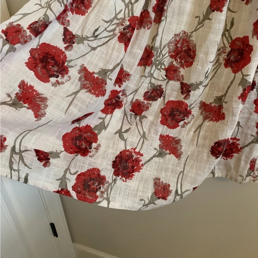Floral A-Line Skirt in Red and Cream - Picture 3 of 6